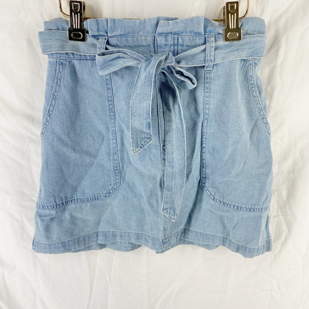 American Eagle High Waisted Paperbag Mini Denim Skirt Size S